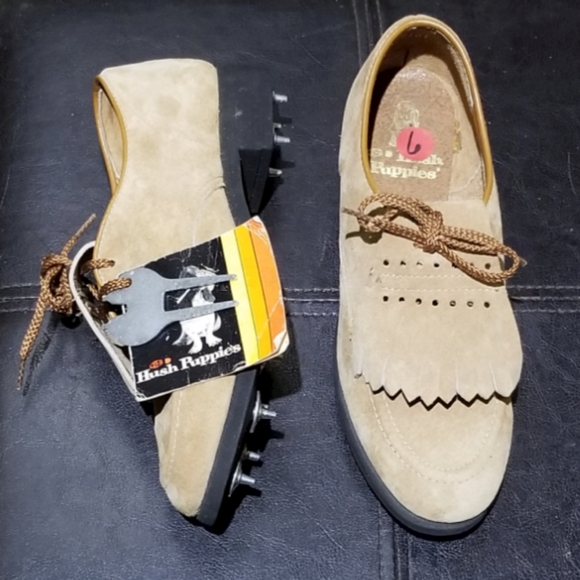 Brand New HUSH PUPPIES Suede Brogue Golf Cleats (Size 6) - Picture 11 of 16